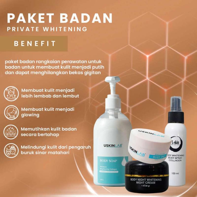 Lskin | L skin | lskin Paket Badan x Uskinlab |  Lskin Paket Body care Whitening Uskinlab Aman Halal BPOM 3