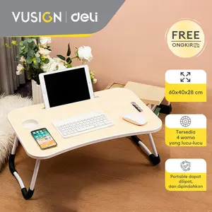 Vusign Folding Table Meja Belajar Laptop Lipat Warna-Warni Dengan USB Port Bonus Kipas Lampu dan Kabel USB VS861 Furniture