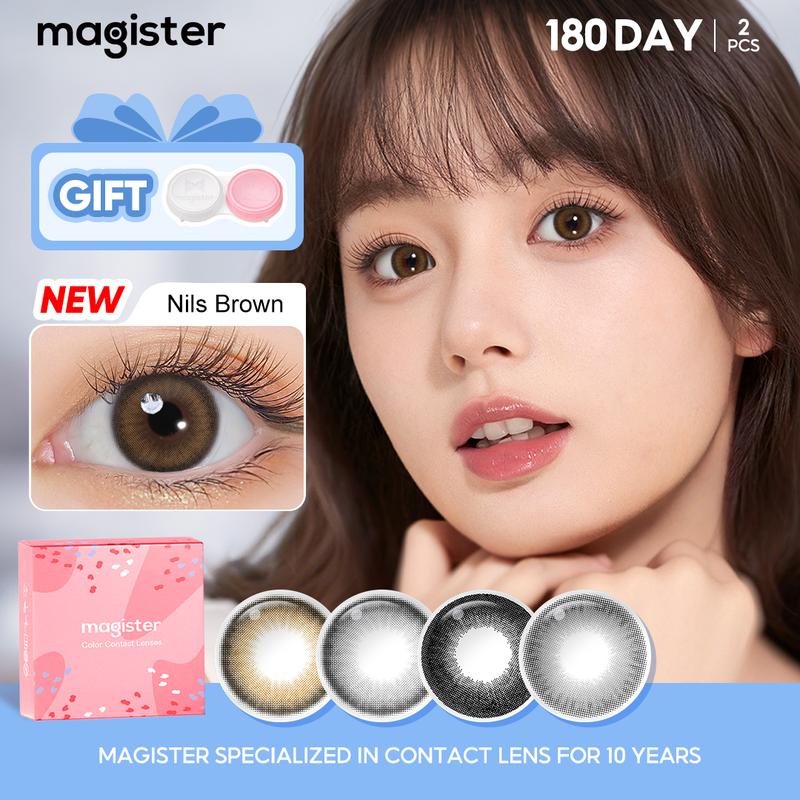 Magister Kính Áp Tròng Contact Lens DIA 14.2mm Icy Gray Choco Gray Vanilla Brown 2PCS Mắt Màu Độ Cận 0.00 Dễ mặc 6 Tháng Tặng Khay Đựng Lens