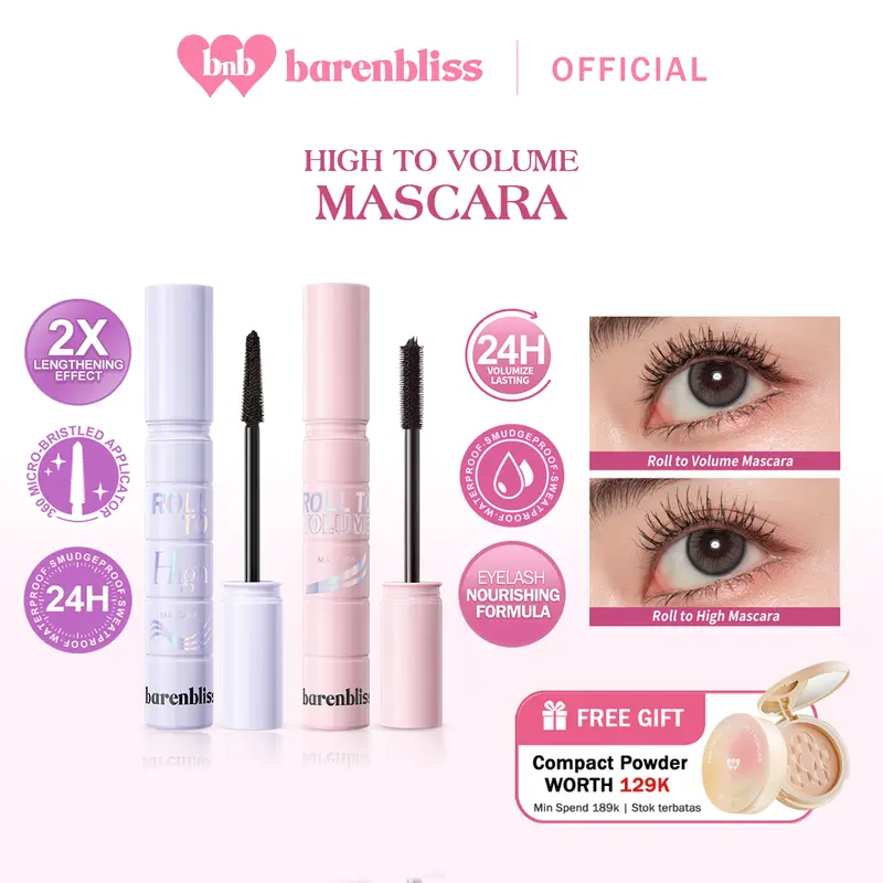 【BEST PRICE】BNB barenbliss Roll High To Volume Mascara 「Long Lasting Waterproof Smudgeproof」- Volumizing Mascara | Lengthening Mascara | Maskara dengan Vitamin E, 24 Jam Panjang & Lentik, Tanpa Gumpal: Korean Roll To Volume Mascara 0