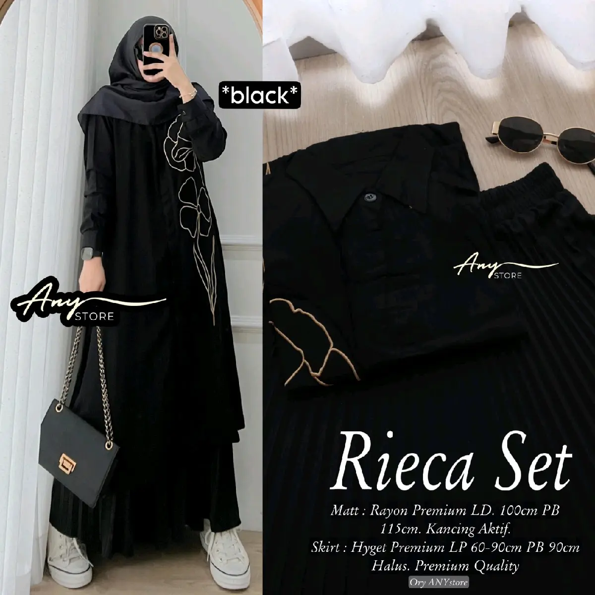 SETELAN TUNIK SET ROK RIECA PREMIUM QUALITY ORI ANYstore