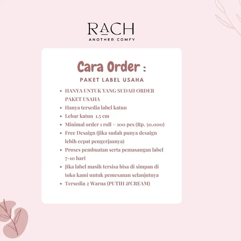 RACH Label hijab khusus pembelian paket hijab 1