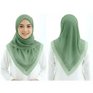 Hijab Segi Empat Voal Motif Terbaru Kekinian Kerudung Muslim Square
