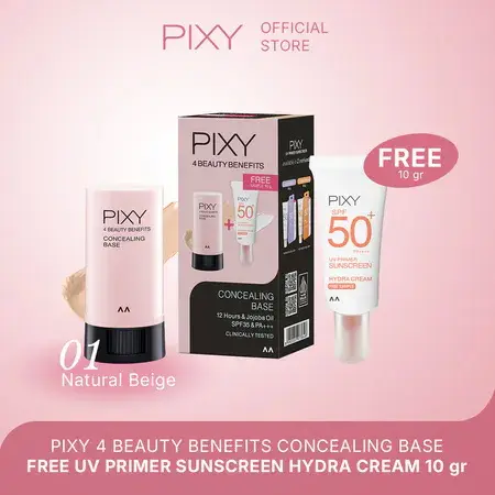 [CONCEALING BASE GRATIS SUNSCREEN] PIXY 4 Beauty Benefits Concealing Base FREE UV Primer Sunscreen Hydra Cream 10gr By Cherry Shop 4