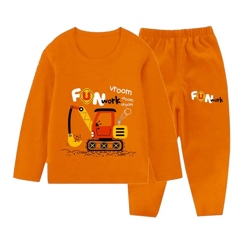 Setelan Piyama Anak Excavator Lengan Panjang / Baju Tidur Lengan Panjang Anak Cewek Cowok 7