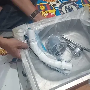 Bak Cuci Piring / Wastafel Cuci Piring 50x40cm Free Selang + Afur + Kran Angsa Fleksibel Stainless