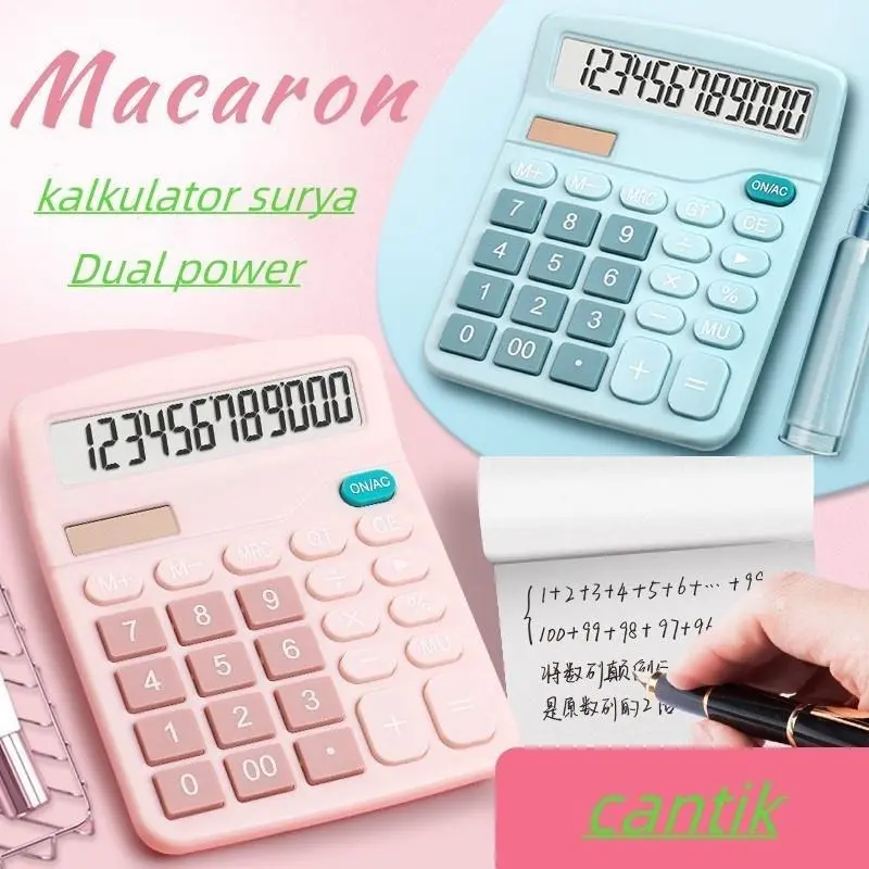 Kalkulator estetik Warna fastel 12digit Biru