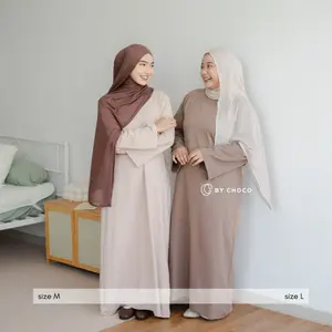 by Choco - Nari Long Dress Lengan Panjang Katun Polos Big Size Jumbo