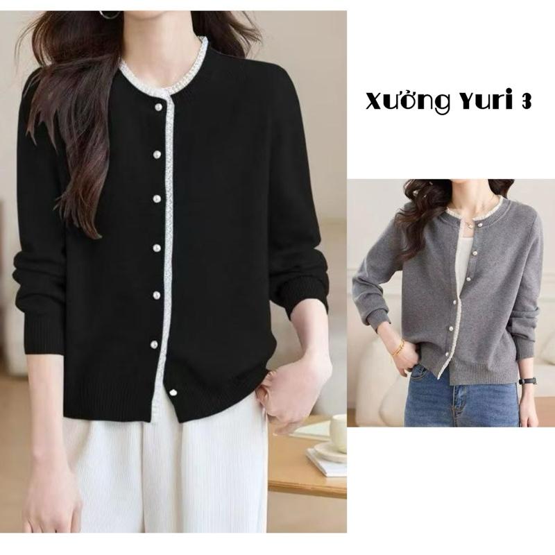   Độc Quyền Live   _ Áo Khoác Len Cadigan Cổ Trụ 3 Phân Phối Ren Cúc Đồng Chất Len Lông Thỏ Sang Trọng Lịch Sự  _ Xưởng Yuri 3 