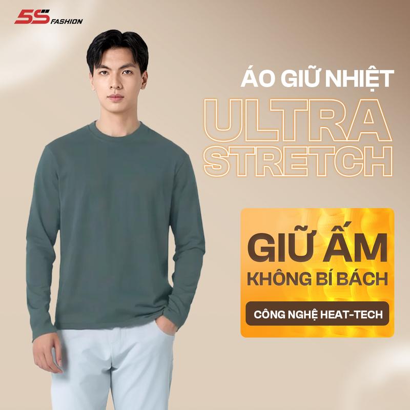Áo Giữ Nhiệt Nam 5S FASHION HEAT-TECH Ultra Stretch, Cổ Tròn, Lót Bông Nỉ Cực Ấm, Trơn Basic (AGN25002)