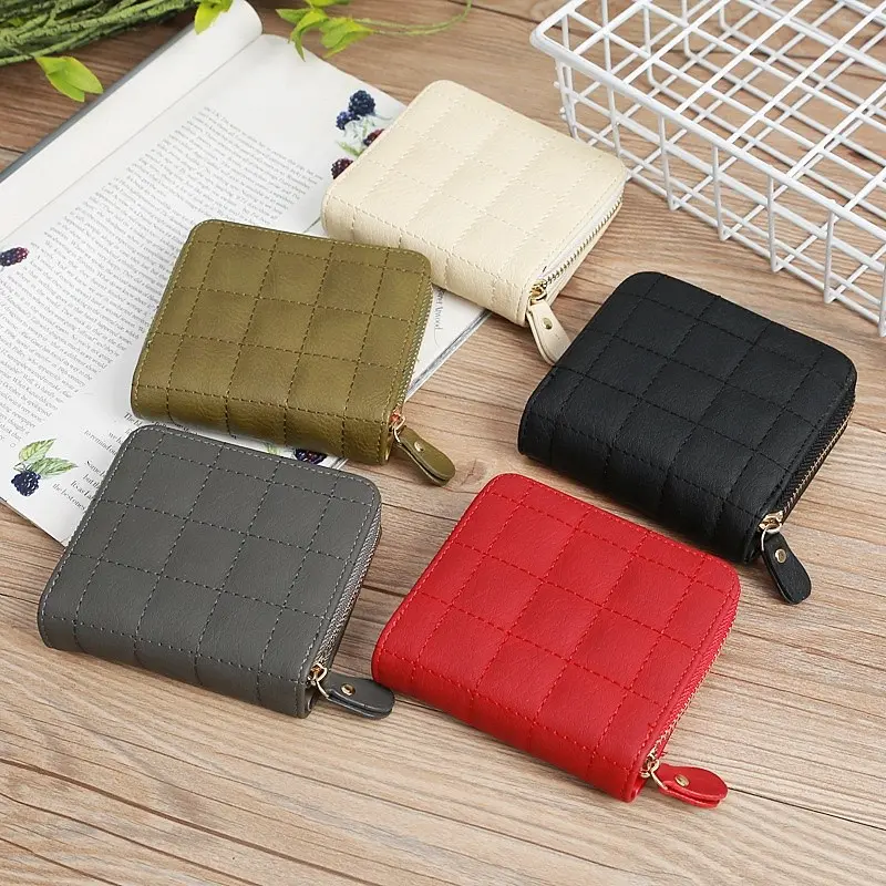 W77 Dompet Pendek Wanita Quilted Kotak Kotak Women Short Wallet DOMPET DOUBLE FUNGSI FASHION WANITA 0