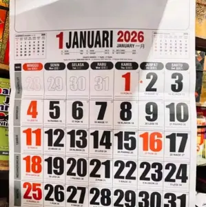 Kalender Jumbo 2026 dengan Desain Bulanan dan Minggu