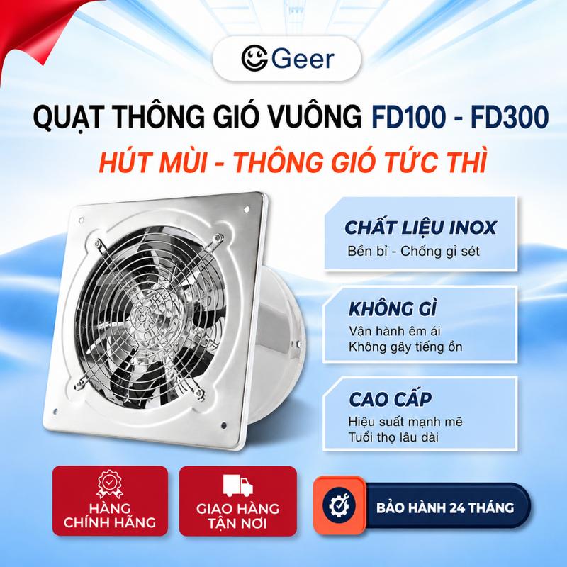 QUẠT THÔNG GIÓ Chất Liệu INOX FD150-300 - MOTOR lõi đồng -Hút Khỏe- Tiết Kiệm…