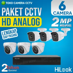 PAKET CCTV ANALOG HILOOK 2MP 8 CHANNEL 6 KAMERA