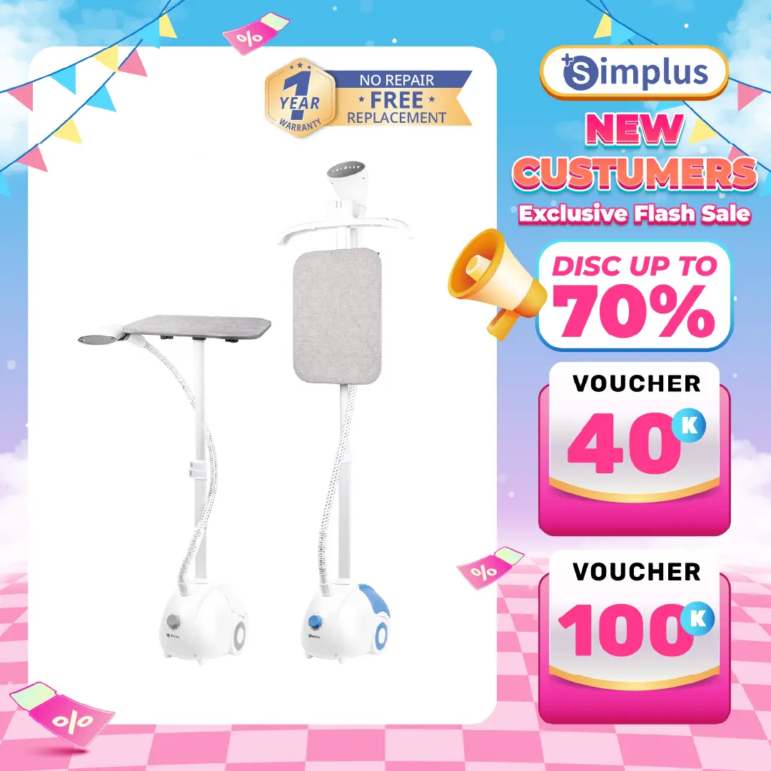 【SUPER PROMO DOUBLE SUBSIDI】Simplus Setrika Uap Gantung, Setrika Berdiri Datar Gantung 2 in 1, Kapasitas Besar tangki air 1.8L GTJH014