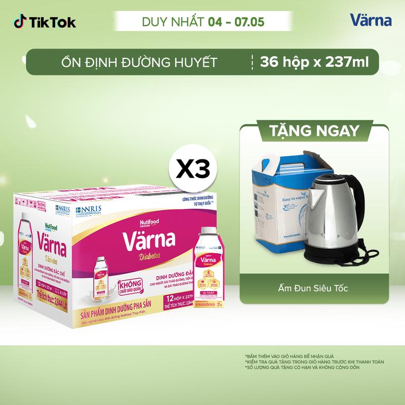 Combo 3 thùng 12 Sữa Bột Pha Sẵn Varna Diabetes - Hỗ Trợ Ổn Định Đường Huyết (36 hộp x 237ml) 3
