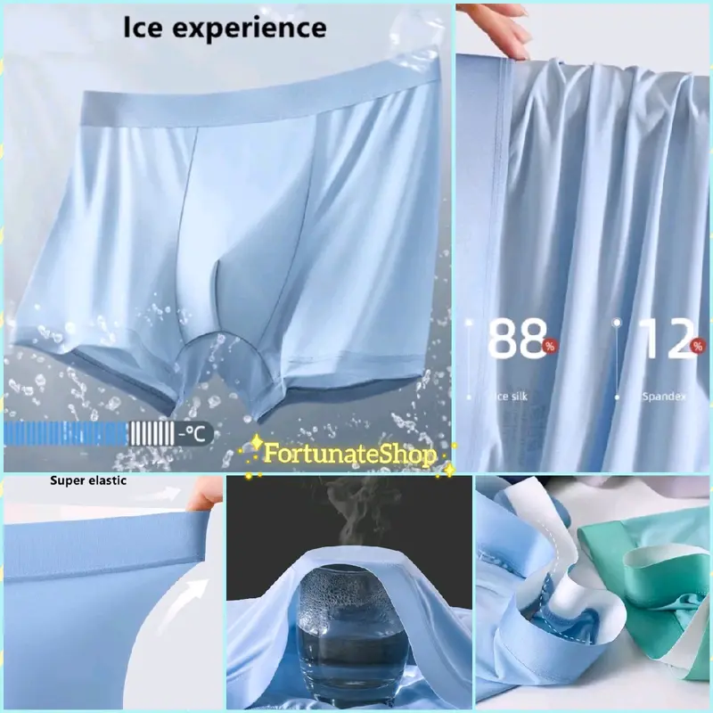 Paket Usaha (Paket Murah) 6Pcs Celana Dalam Boxer Pria Ice Silk Elastis Dingin Nyaman Lembut Murah FS 4