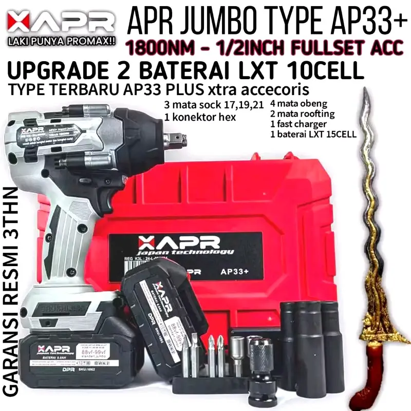 PROMO! APR JUMBO 99V IMPACT WRENCH CORDLESS 1800NM AP 33+