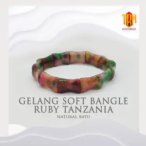 Gelang Soft Bangle Ruby Tanzania Natural Batu - Koleksi Terbaru