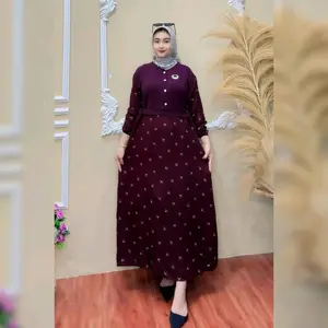 Gamis Midi Najwa Crincle Salur Vest - Casual Wanita Dewasa Dress 04240 Airflow Muslim Airflow Muslim Airflow Muslim Nyaman Panjang Crinkle Remaja Maxi Simple
