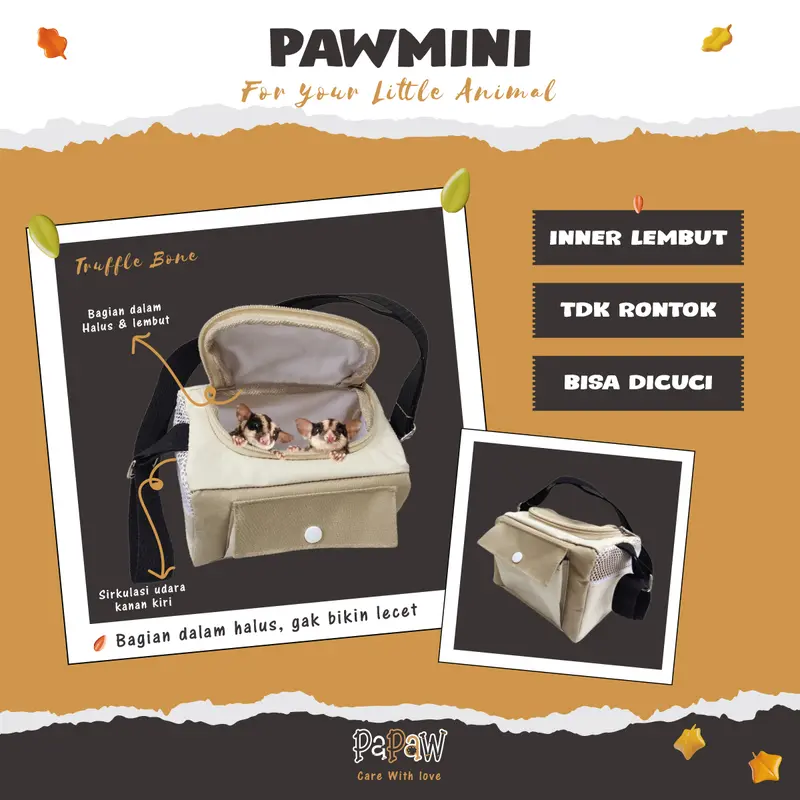 Tas Sugar Glider Lucu Travel Pouch Model Kubus Untuk Tupai Terbang Hamster Paw Mini 0