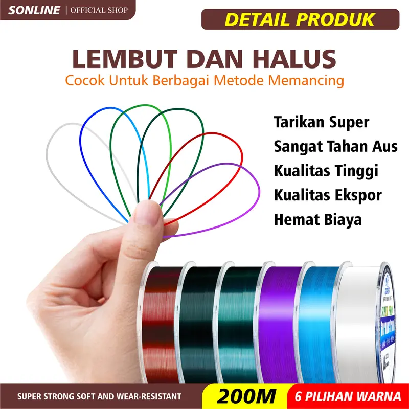 SONLINE Tali Pancing Nilon GERMANY Fishing Line 200m Joran Umpan Reel 8