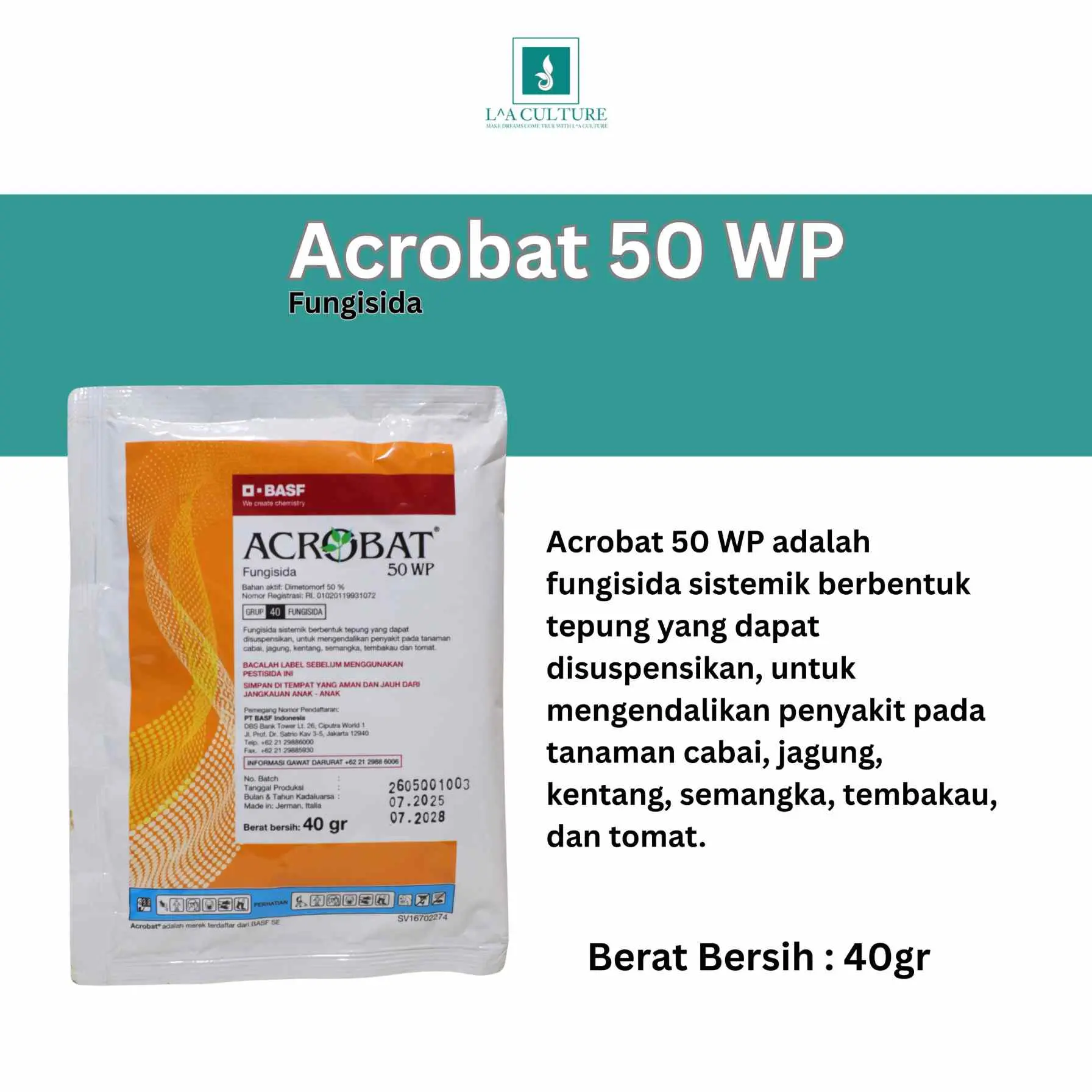 Fungisida ACROBAT 50 WP 40 gram Pengendali Penyakit Tanaman