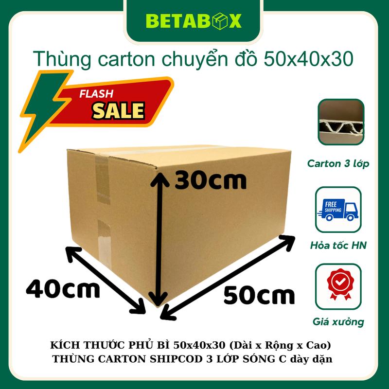 COMBO 5 Thùng Carton Chuyển Nhà Size To - 50x40x30 - BETABOX