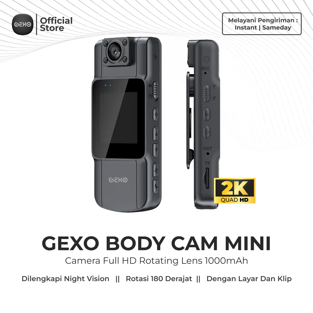Gexo Body Cam Mini Camera Full HD 1080P Rotating Lens 1000mAh