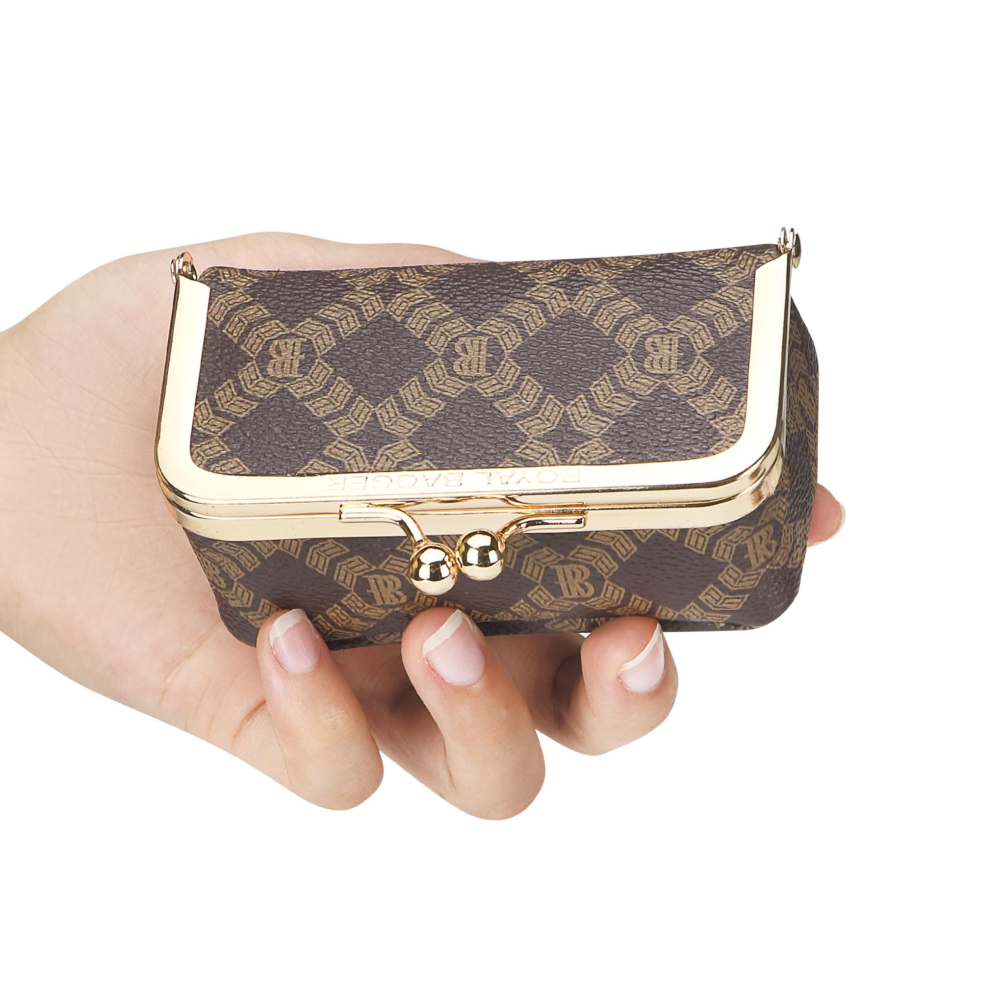 Royal Bagger Kotak Perhiasan Wanita – Tempat Mini untuk Cincin, Kalung & Anting, Kanvas Dilapisi & Kulit Sapi Samak Nabati dengan Dompet Koin Kiss Lock Royal Bagger Kotak Perhiasan Wanita – Tempat Mini untuk Cincin, Kalung & Anting, Kanvas Dilapisi & Kulit Sapi Samak Nabati dengan Dompet Koin Kiss Lock