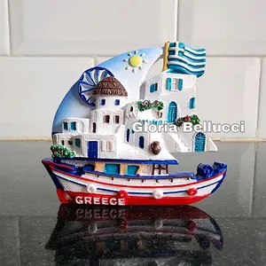 tempelan kulkas magnet santorini greece souvenir oleh oleh yunani athens kapal
