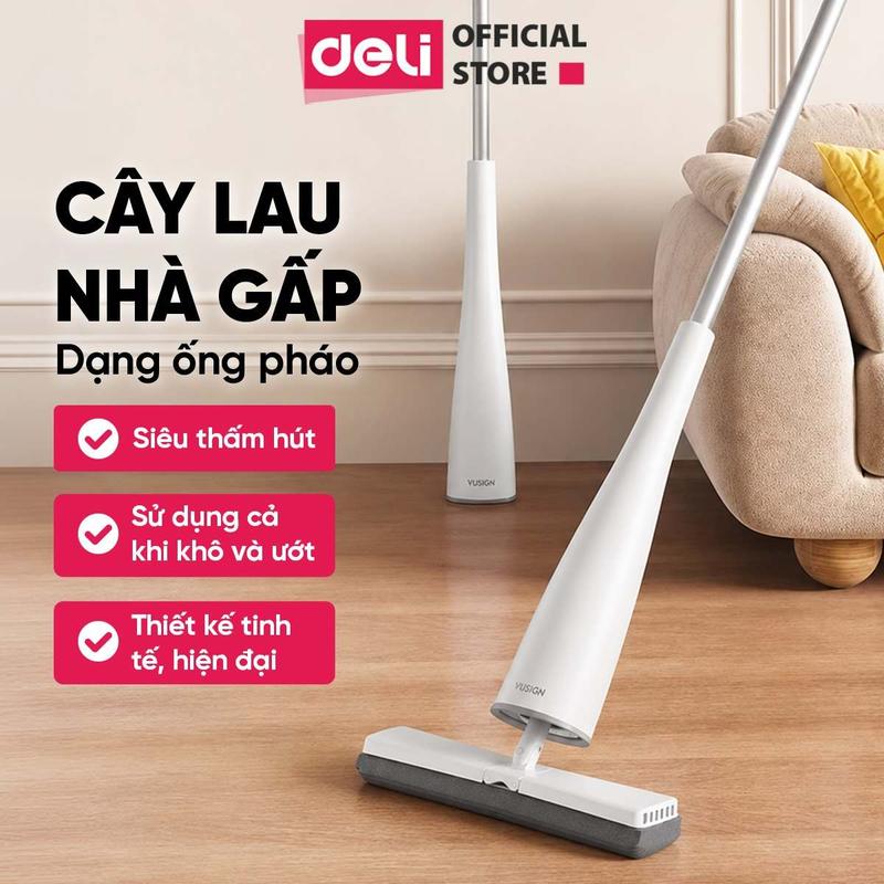Cây lau nhà mút xốp tự vắt thông minh Vusign by Deli cao cấp siêu thấm hút tiện lợi dễ dàng vệ sinh mọi ngóc ngách