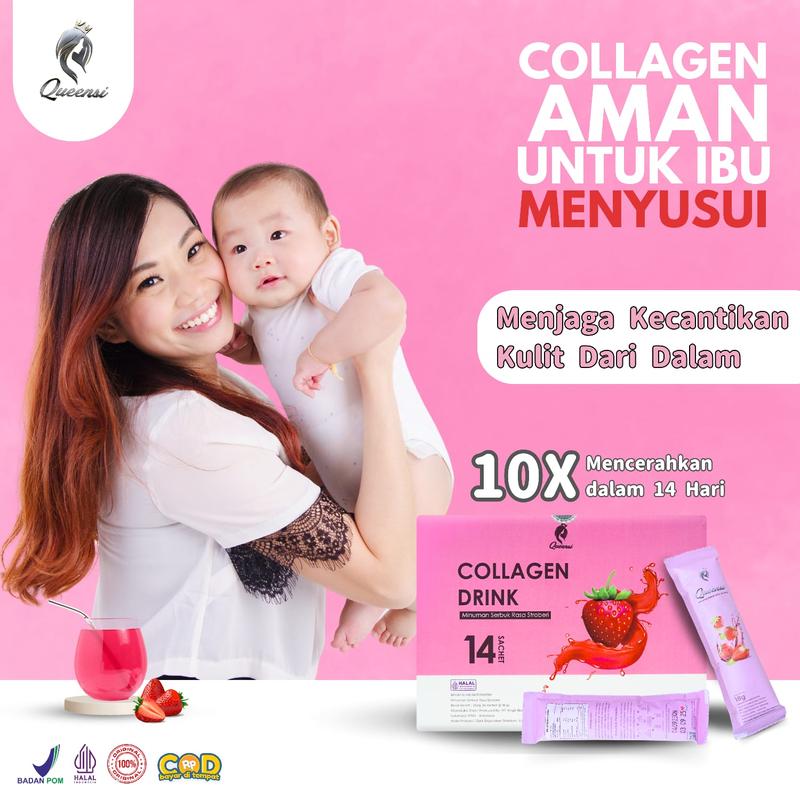 [ 2 Box ] Collagen Queensi Original Isi 28 Sachet - Suplemen Kecantikan Kulit minuman  pemutih collagen 5