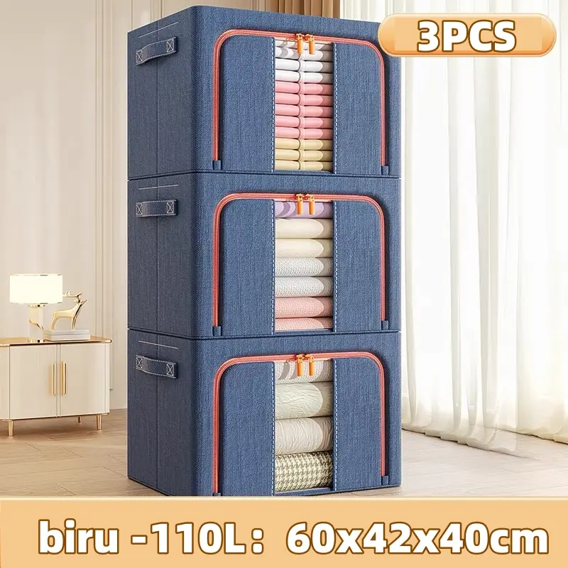❤ 110L harga murah ❤storage box besar kotak penyimpanan baju Bisa dilipat box baju tempat penyimpanan Serbaguna Rumah organizer 4