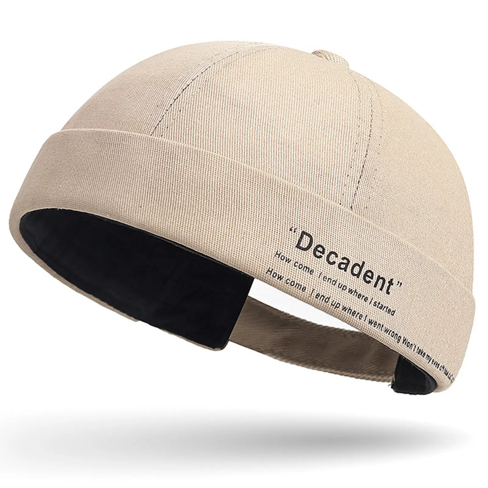 Brimless Skullies Cap Beanie Hat Men's Solid Color Landlord Hat Street Portable Docker Hats Melon Skin Cap Hip Hop Vintage Caps