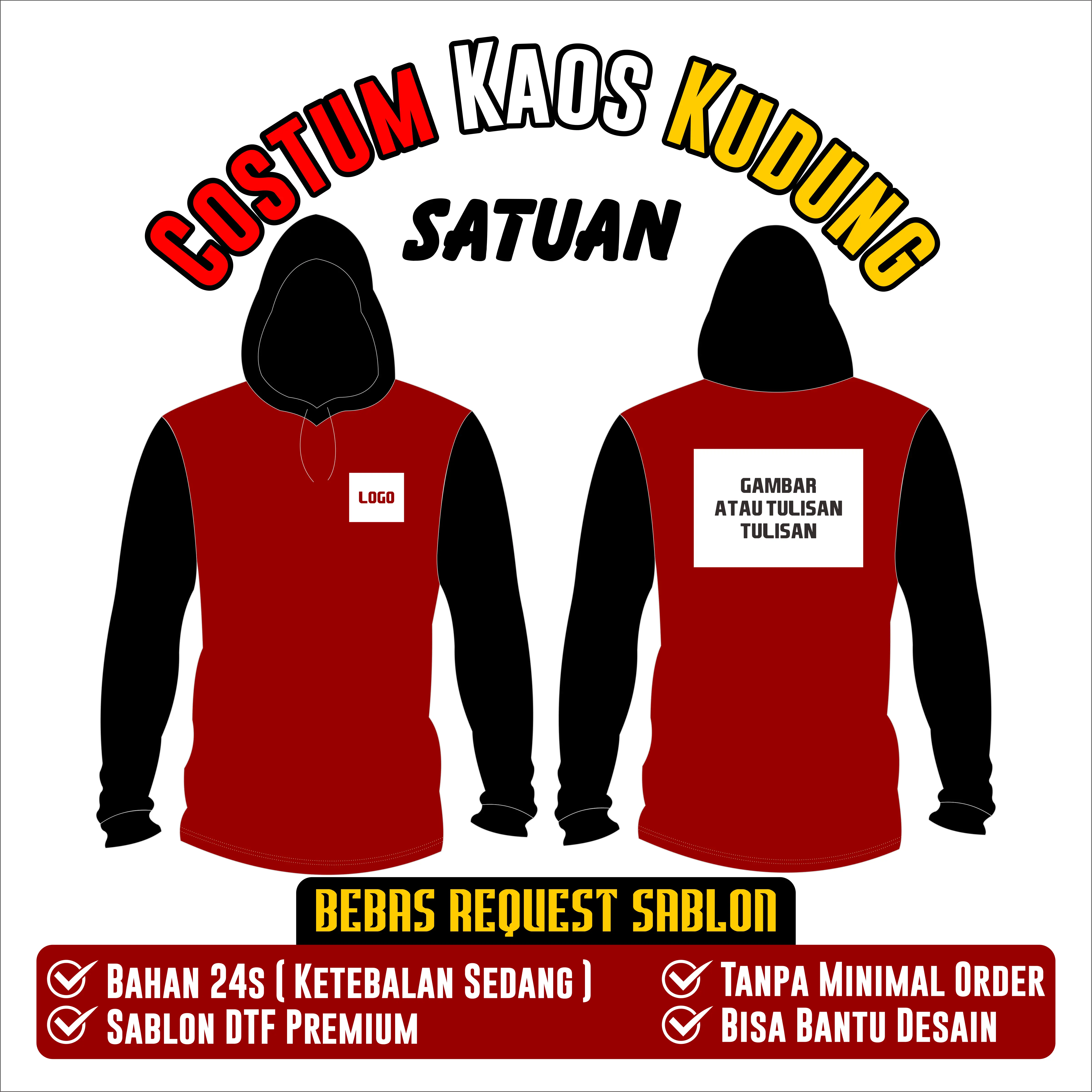 BISA COD Custom Sablon Satuan Bebas Desain Full Warna kaos basahan kerja lengan panjang proyek sawah berkebun bertani DLL