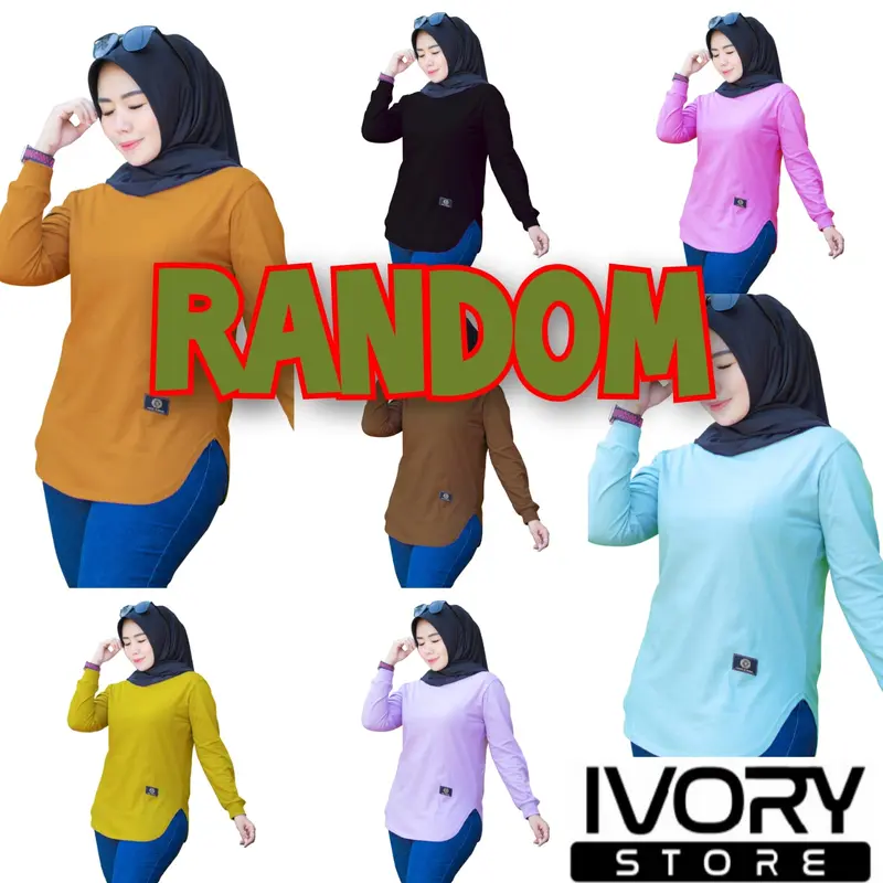 PROMO..!!! 100K dpt 4 pcs random dengan warna yang berbeda-beda atasan polos lengan panjang rib bawah oval. 2
