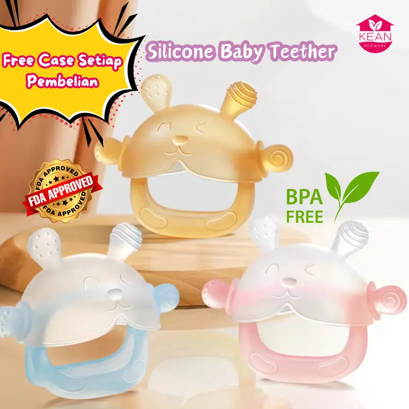 FREE CASE ( Tempat Penyimpanan ) | Silicone Hand Teether Bracelet Gelang Mainan Gigitan Bayi Premiun Silicone 0
