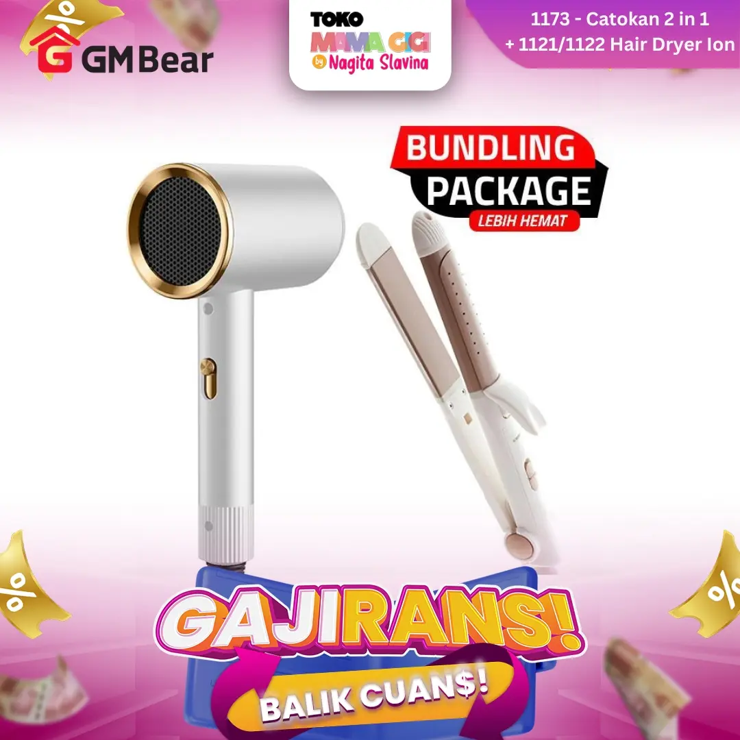 [DAPAT 2 BARANG] GM Bear Catokan 2 in 1 1173 + Hair Dryer Putih Ion Low Watt 1121