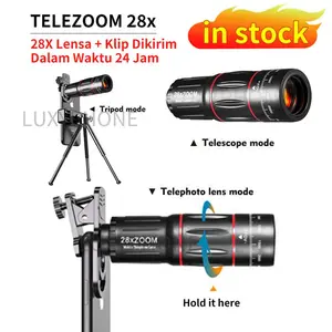 (24h shipping)(Garansi 30 Hari)Luxyphone TeleZoom Lensa Apexel 28X Zoom Android Lensa Tele Zoom HP Lensa Kamera HP Universal Lensa Apexel 18x25 Handphone Bermata HD Ponsel Lensa Zoom Optik Dengan Tripod