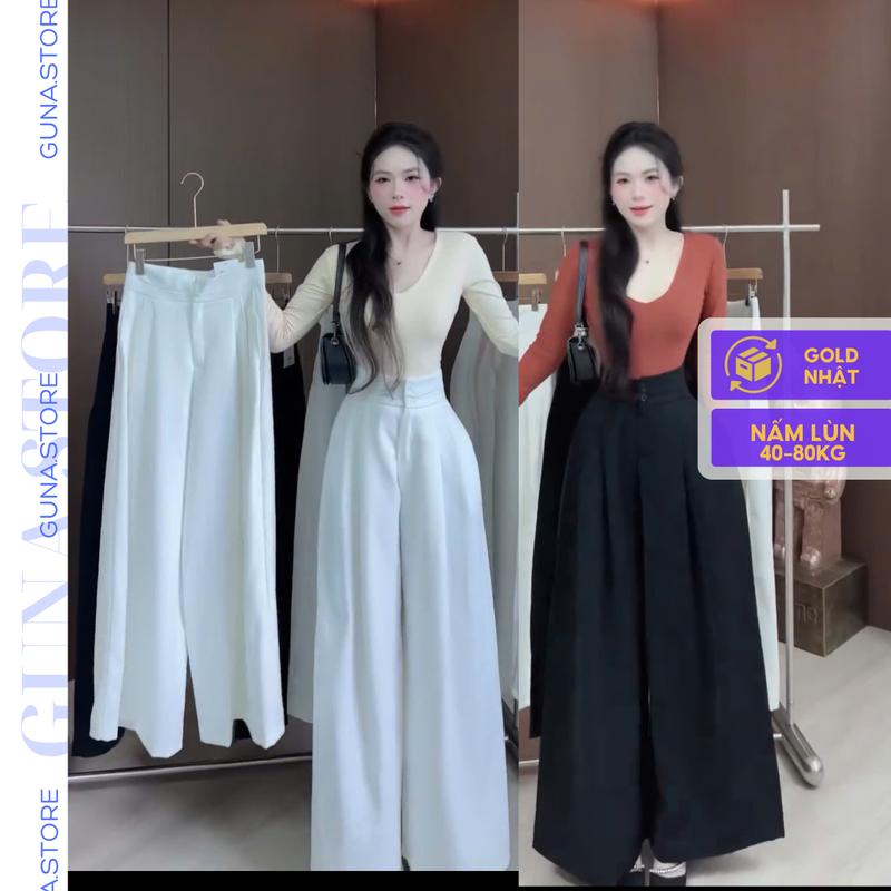 Quần tây nữ Gold Nhật ống rộng big size 2 khuy dài 95cm cho nấm lùn,.
