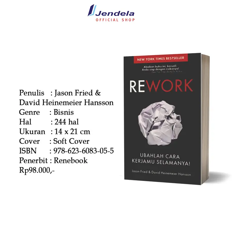 Buku Bisnis  Rework Ubahlah Cara Kerjamu Selamanya by Jason Fried, David Heinemeier Hansson - Reneturos 1