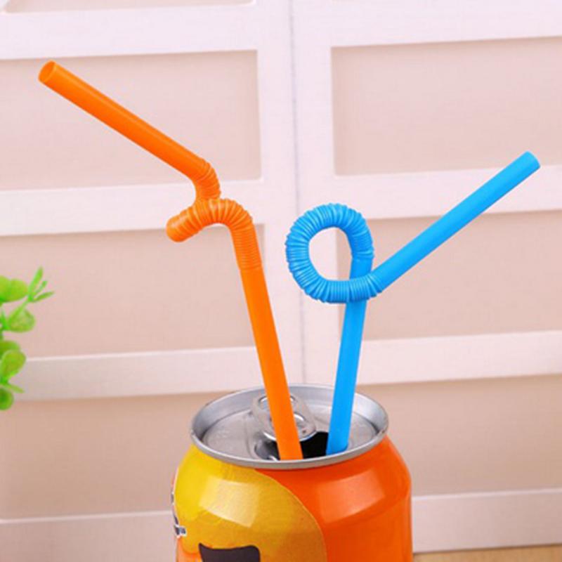 Product Introduction of 100 pcs flexible plastic bendy party disposable drinking artistic straws multicolor 11