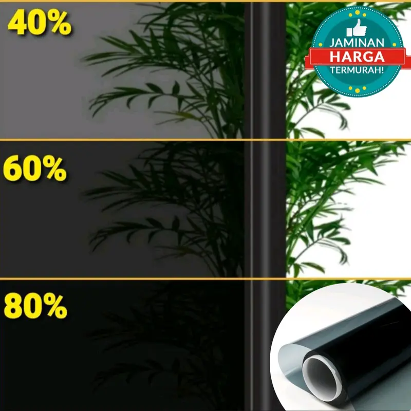 Kaca Film Riben Hitam Tolak Panas Stiker Kaca Jendela Rumah Kaca Film Mobil 20% 40% 60% 80% 6