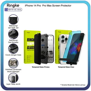 Screen Protector Ringke Compatible For iPhone 13 / 13 Pro / 13 Pro Max / 14 Pro / 14 Pro Max Tempered Glass Tipis Kuat Layar Anti Gores Tahan Bentur Free Installation Tools Alat Bantu Install Jig Pemasangan Mudah Layar Privacy Clear Bening Jernih