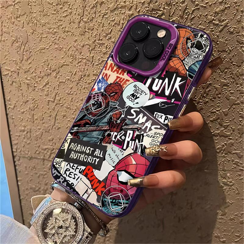 Ốp Điện Thoại Họa Tiết Minh Họa Người Nhện, Tương Thích Với IPhone15, 11, 12, 13, 14 Pro Max, 14Pro, 13Pro, 15Pro, X, XR, XS MAX, Ốp Silicon Bảo Vệ Siêu Ngầu Ốp Lưng Cứng Chống Sốc 8