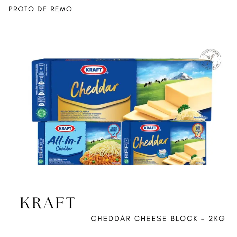 Kraft Keju Cheddar Halal All in One | Plain Cheddar - 2KG & 165GR 0