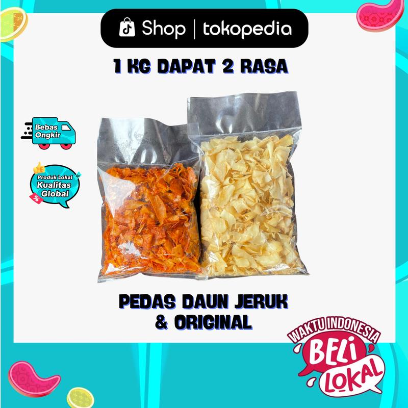 500Gram Keripik Kriwil Pedas Daun Jeruk & Keripik Kriwil Original 500 Gram Keripik Kriwil Sari Asih Cemilan Food Snacks Asin Kerupuk Kerupuk 1