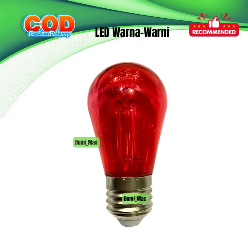 (Paket Isi 10Pcs) Lampu Cafe Warna-Warni Transparan Led Cafe Warna Bohlam Lampu Kecil 3