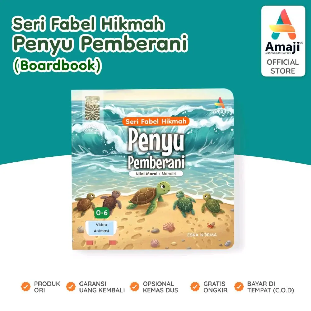 Amaji - Boardbook ‘Penyu Pemberani’ Seri Fabel Hikmah - Buku Anak Nilai Moral Mandiri